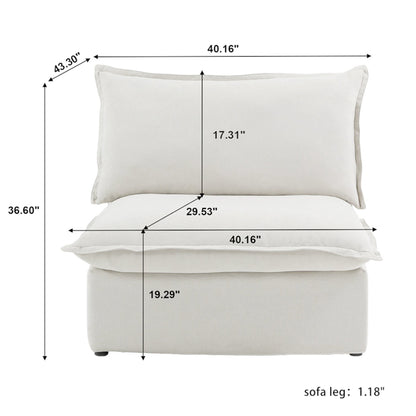 Modular Luxe Armless/Median Piece in White