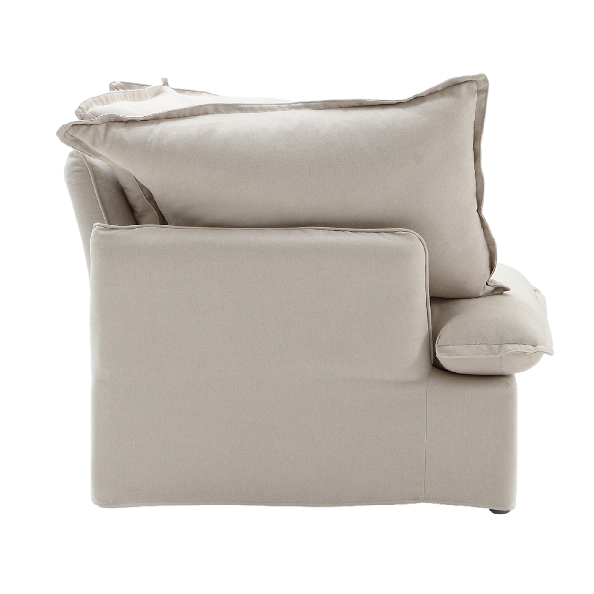 Modular Luxe Left Facing Armrest Piece in Beige