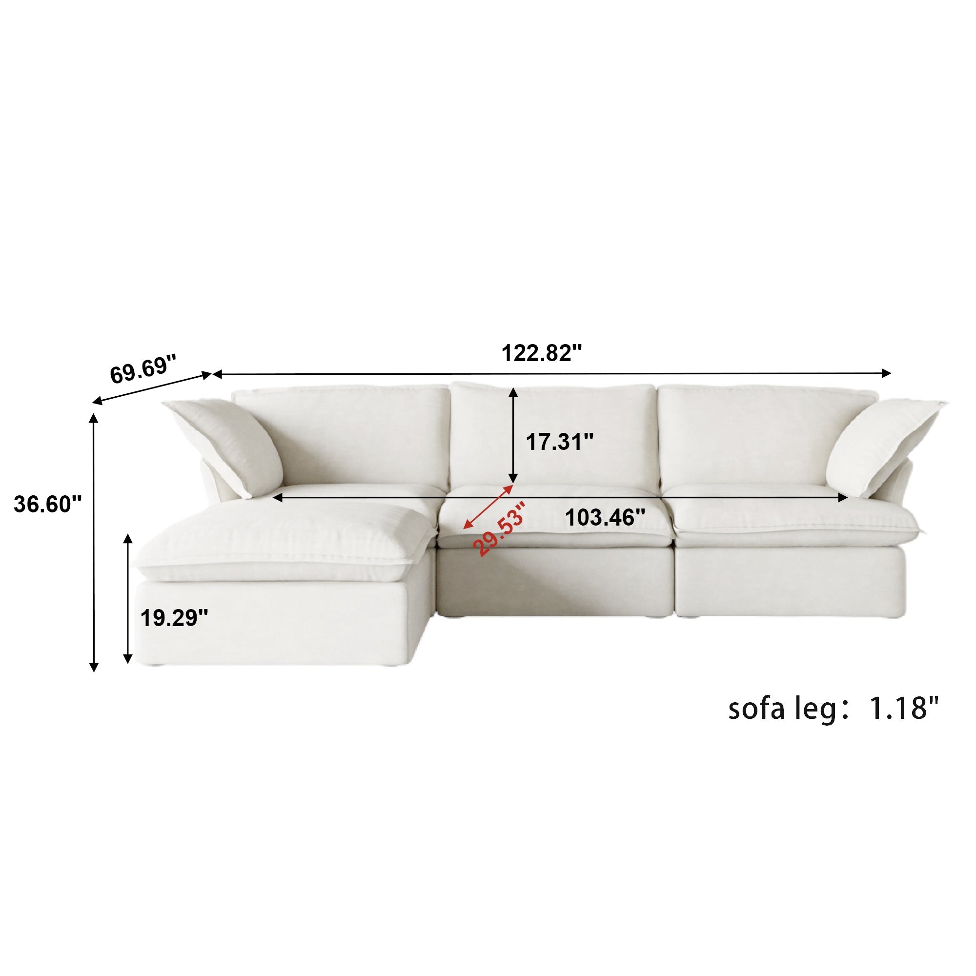 Modular Luxe 3-Seater Sectional in White — Nationwide