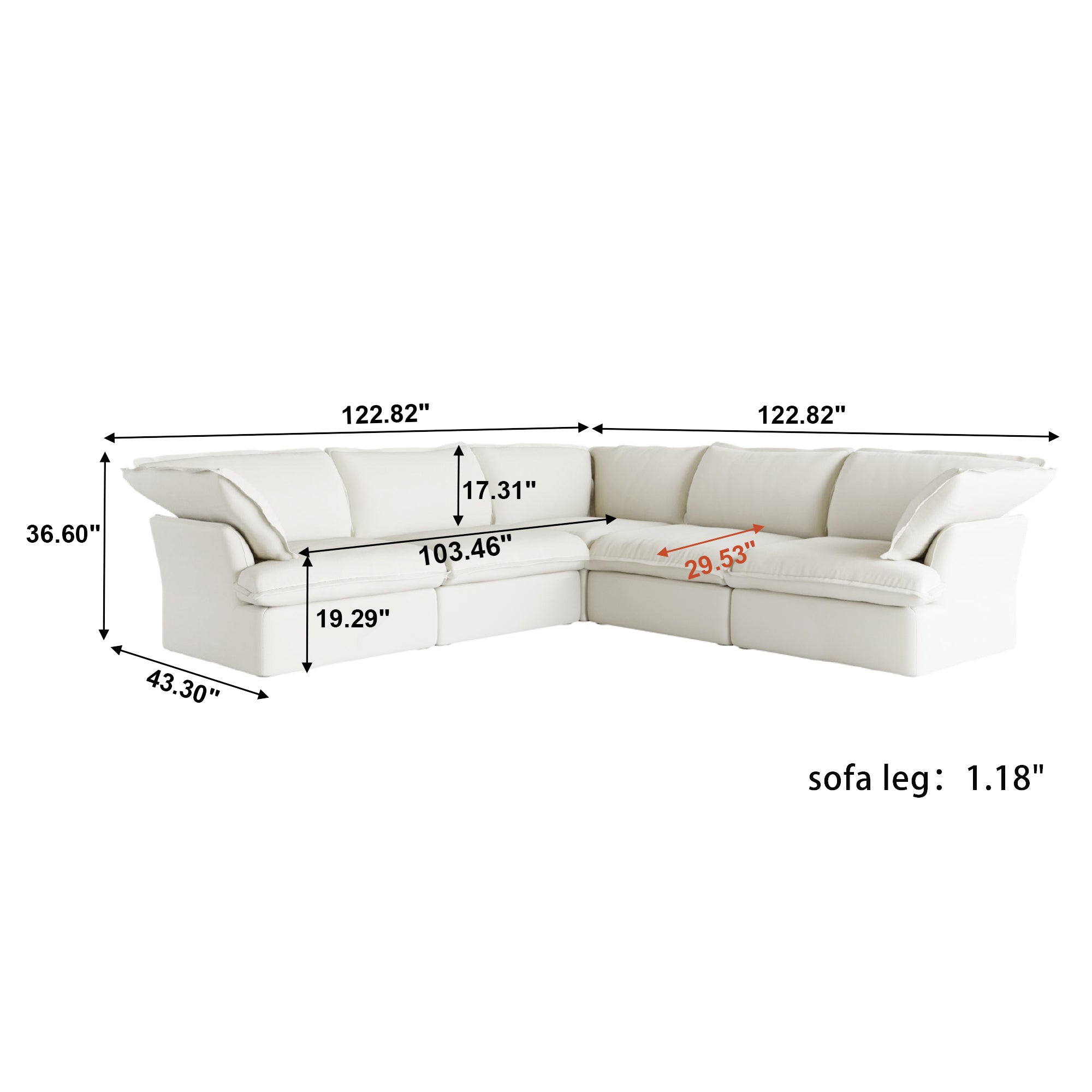 Modular Luxe 5-Seater Corner Sectional in White