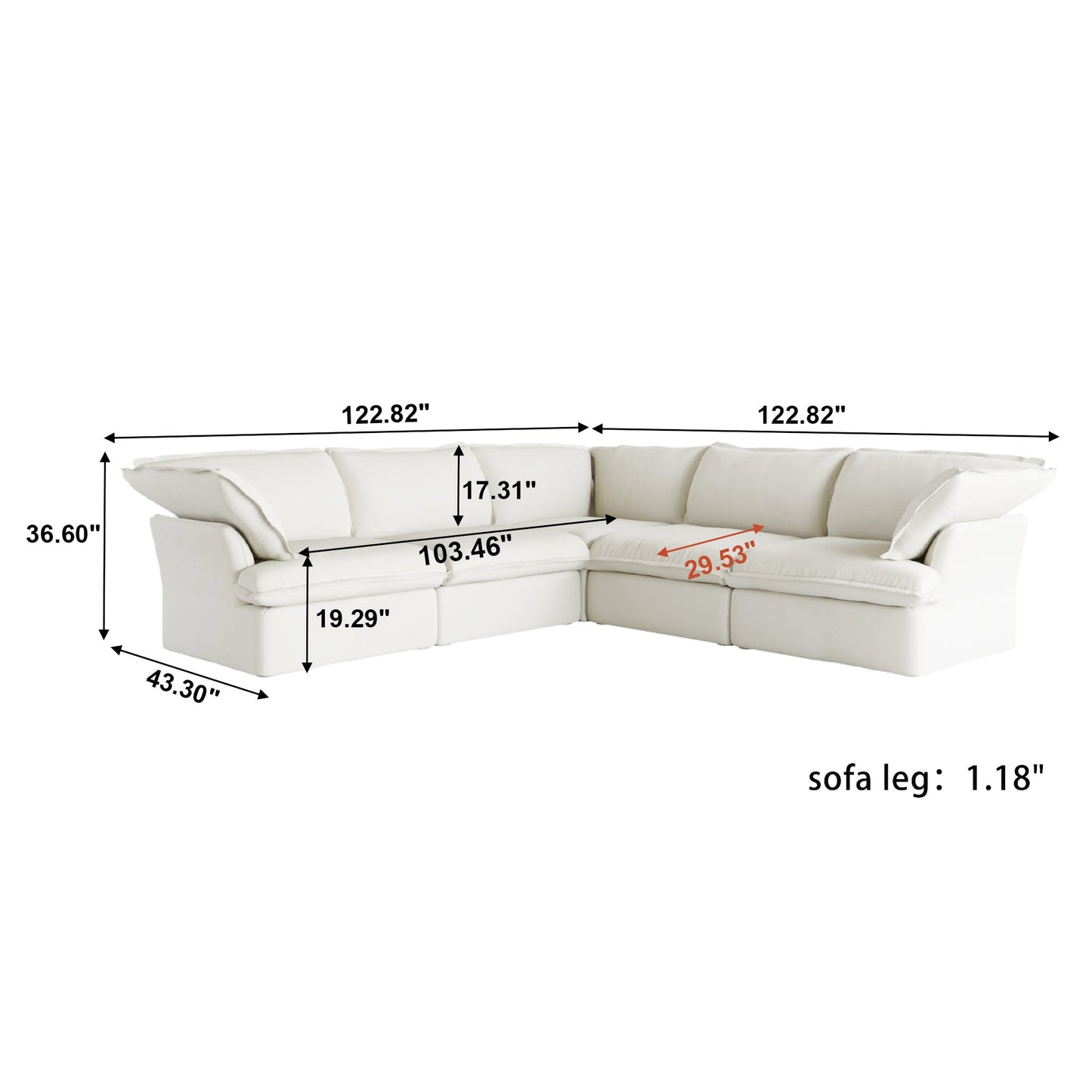 Modular Luxe 5-Seater Corner Sectional in White — Nationwide