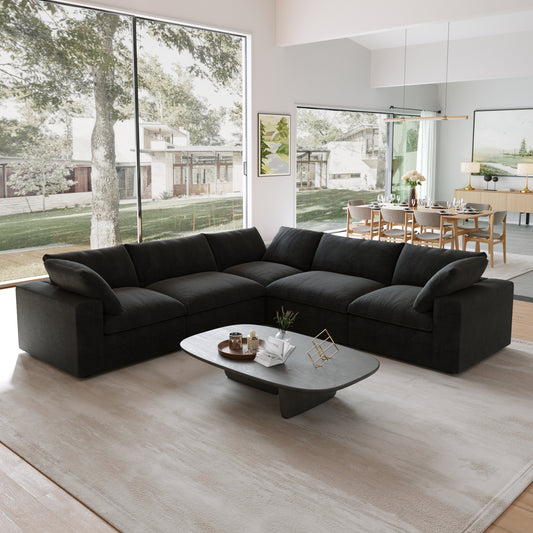Classic Modular 5-Seater Corner Sectional in Black