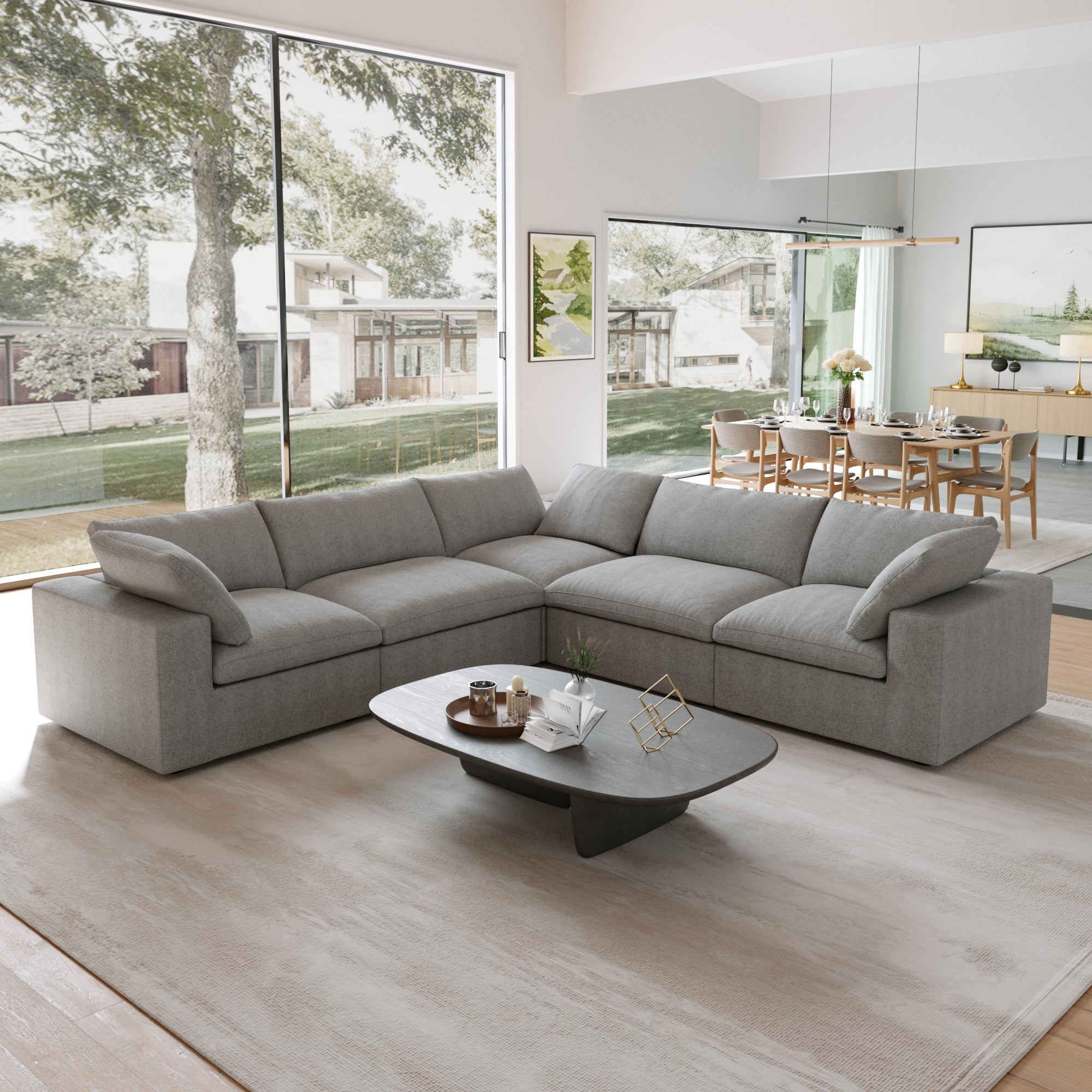 Classic Modular 5-Seater Corner Sectional in Gray — Nationwide