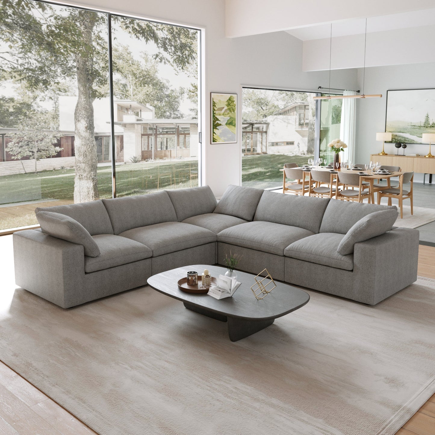 Classic Modular 5-Seater Corner Sectional in Gray — Nationwide