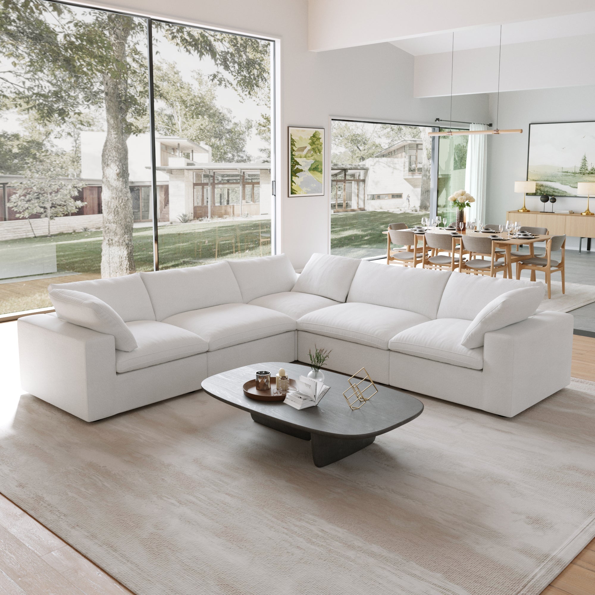 Classic Modular 5-Seater Corner Sectional in White — Nationwide