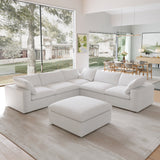 Classic Modular 5-Seater Corner Sectional + Ottoman in White
