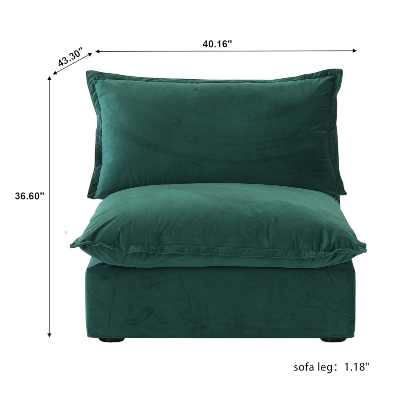 Modular Luxe Armless/Median Piece in Pine