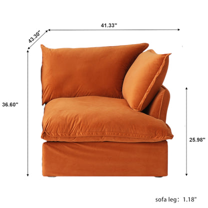 Modular Luxe Right Facing Armrest Piece in Orange