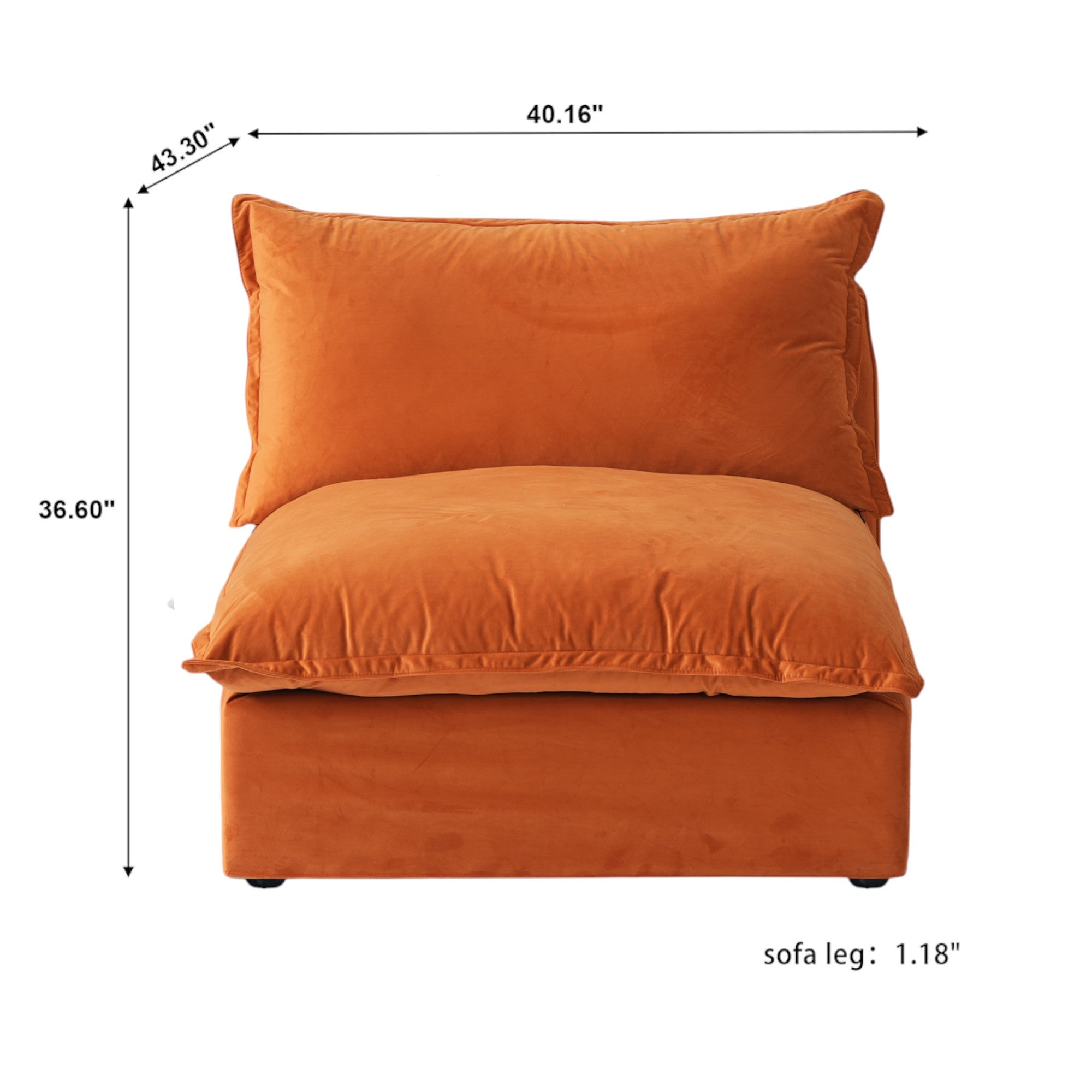 Modular Luxe Armless/Median Piece in Orange