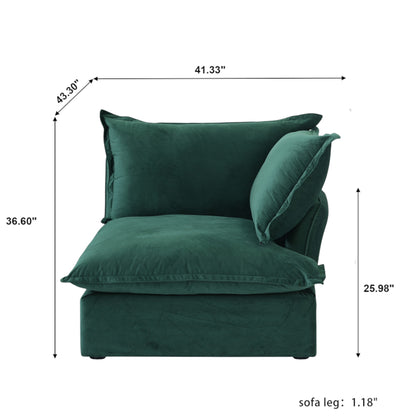 Modular Luxe Right Facing Armrest Piece in Pine