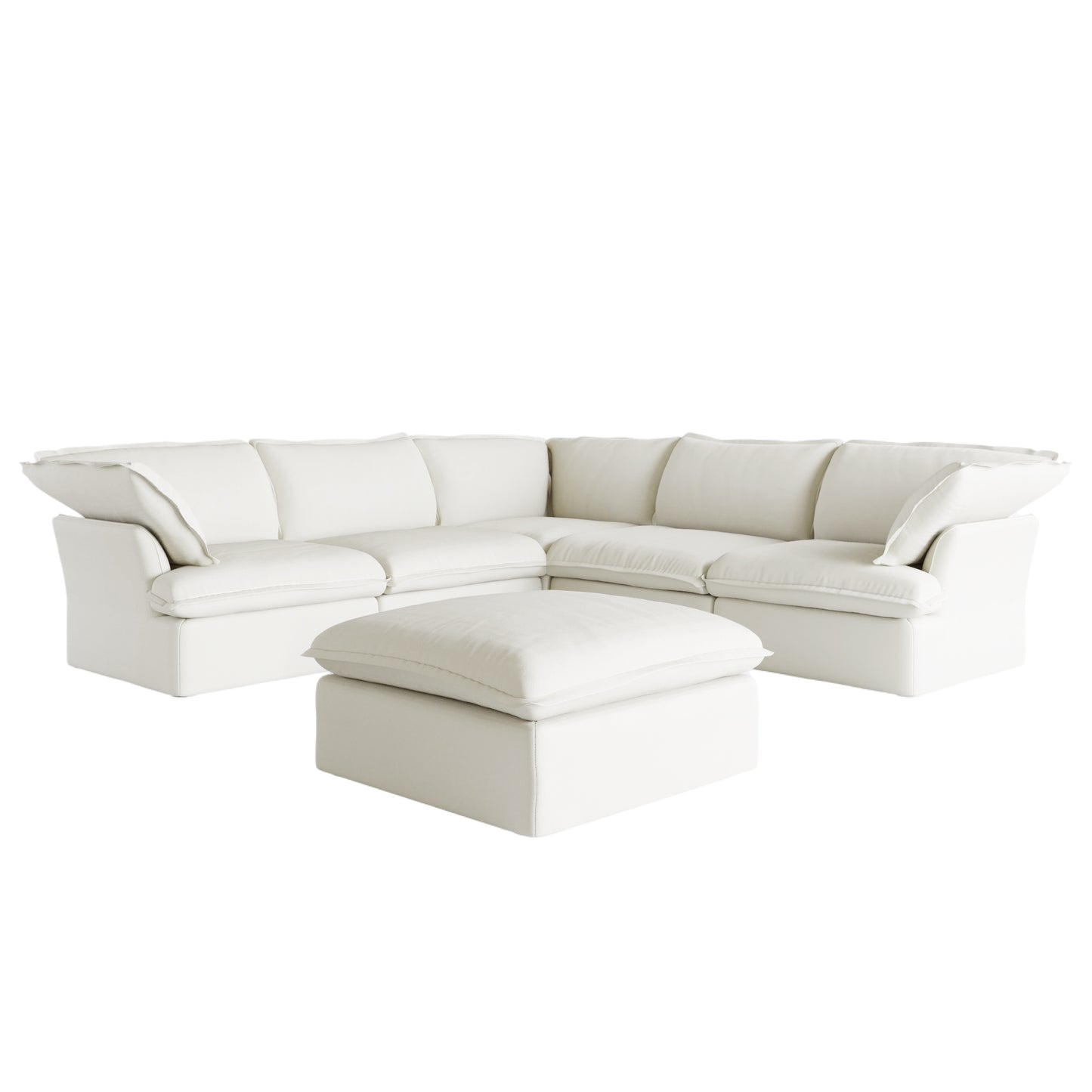 Modular Luxe 5-Seater Corner Sectional + Ottoman in White