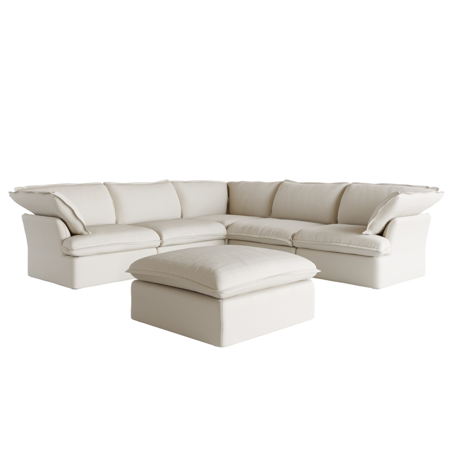 Modular Luxe 5-Seater Corner Sectional + Ottoman in Beige